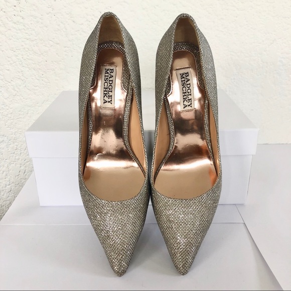 BADGLEY MISCHKA SPARKLY POINTED TOE STILLETOS - Picture 7 of 7